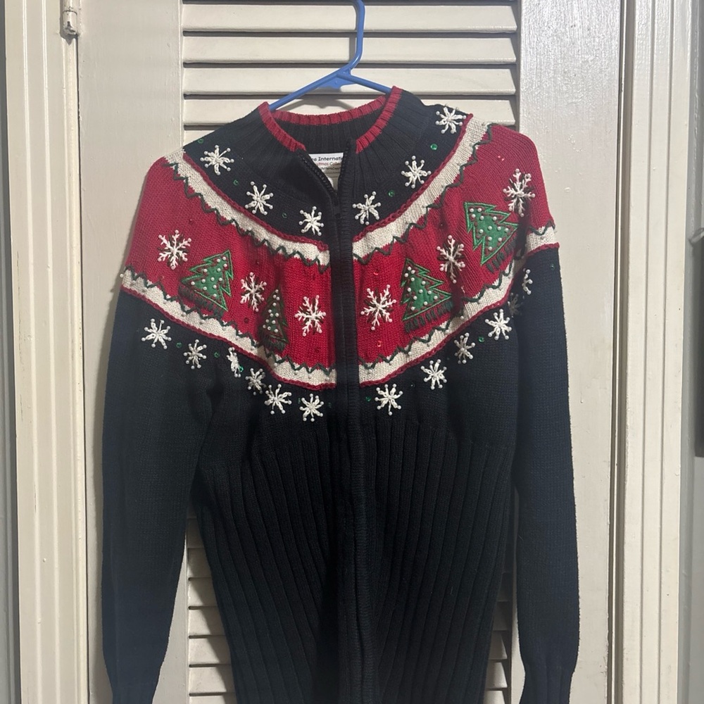 Holiday Black and Red Women's Cardigan